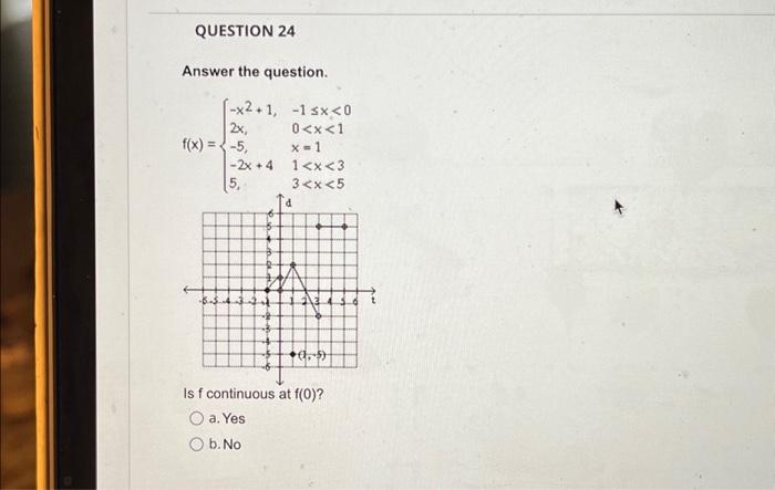 Solved QUESTION 24 Answer the question. -x2+1, 2x, f(x) = | Chegg.com