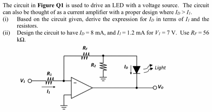 Solved The circuit in Figure Q1 is used to drive an LED with | Chegg.com