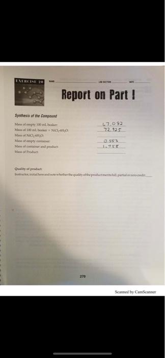 Solved EXERCISE 20 NAME UAB SECTION DATE Report on Part !! | Chegg.com