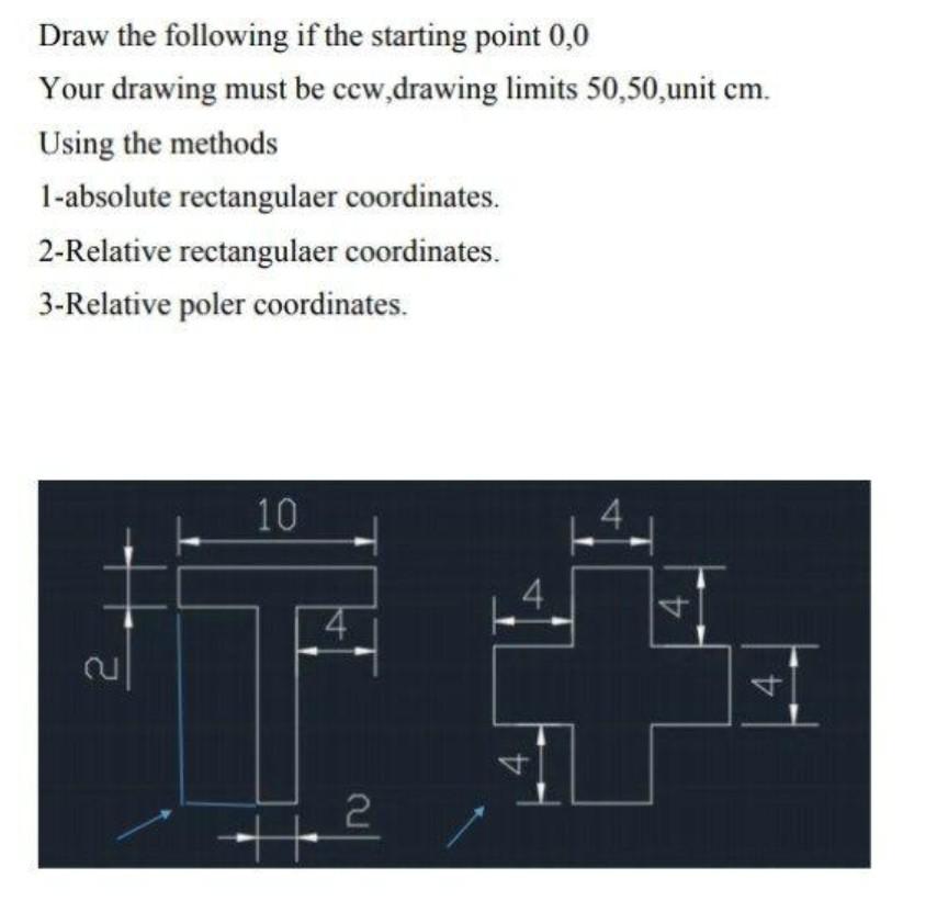 Solved Draw the following if the starting point 0,0 Your | Chegg.com