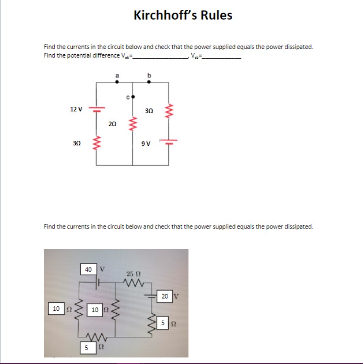 Solved Kirchoff's Rules. Find the currents in the circuit | Chegg.com