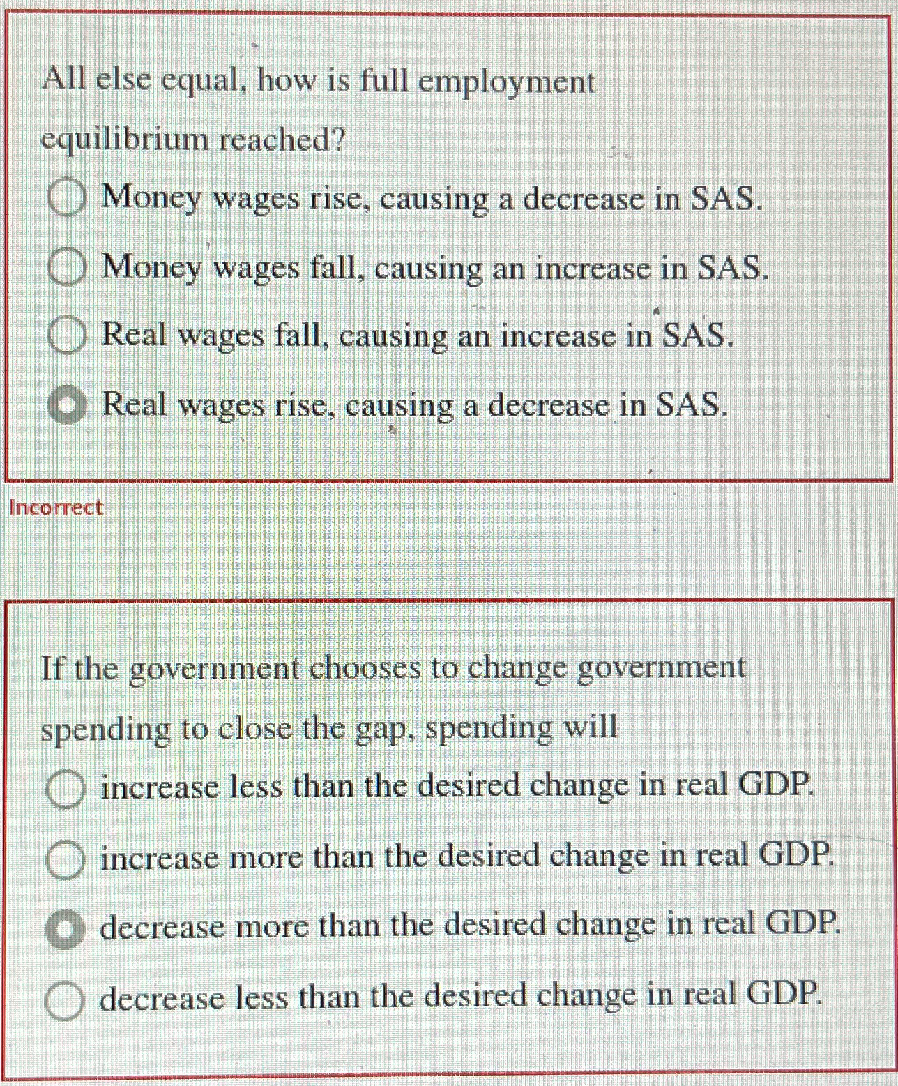 Solved All else equal, how is full employment equilibrium | Chegg.com