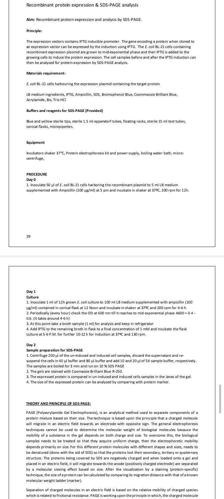Solved protein expression \& SDSPAGE analysis
