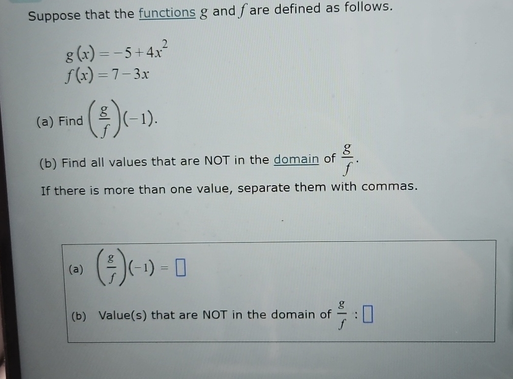 Solved Suppose That The Functions G ﻿and F ﻿are Defined As