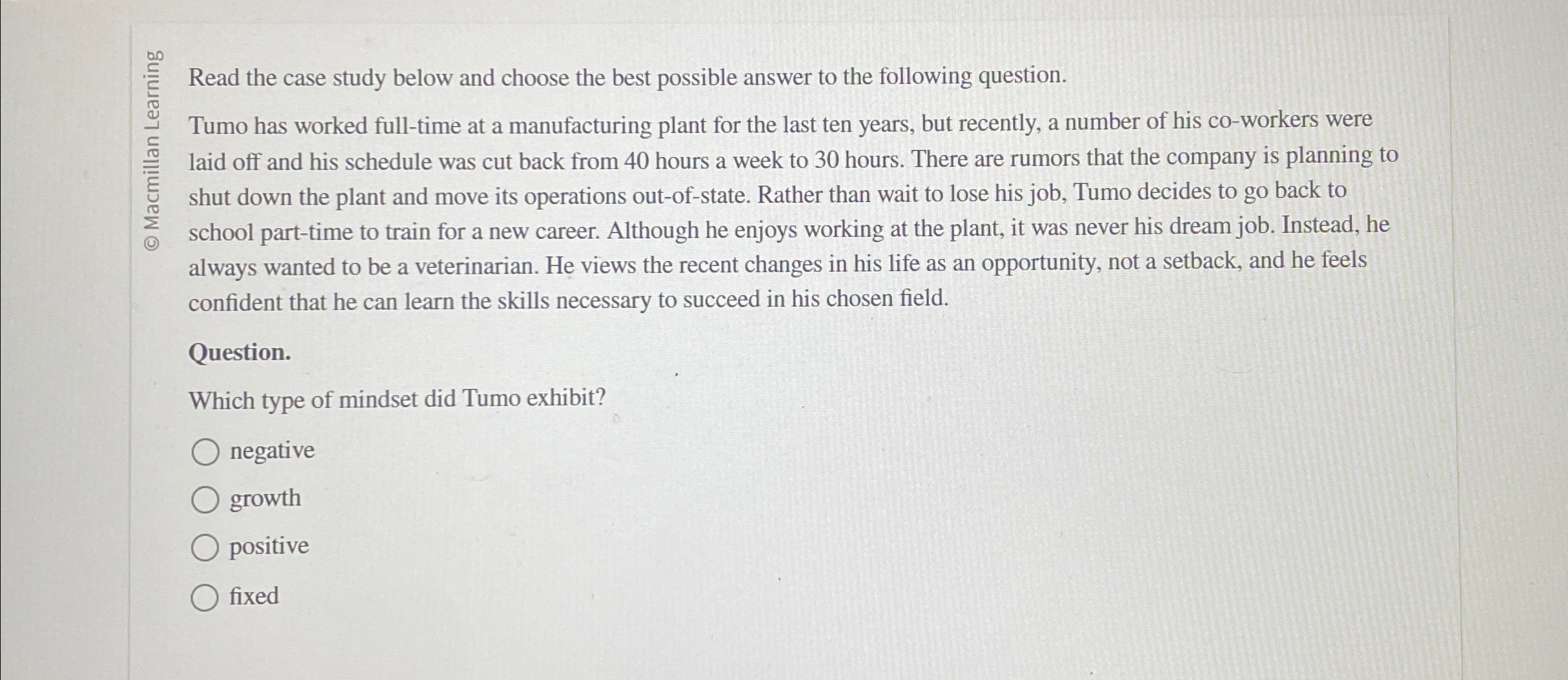 Solved Read the case study below and choose the best | Chegg.com