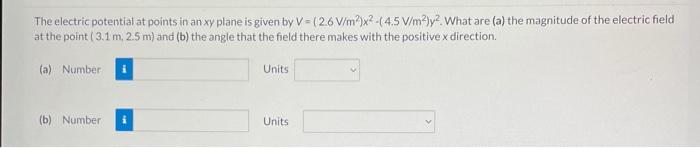 Solved The electric potential at points in an xy plane is | Chegg.com