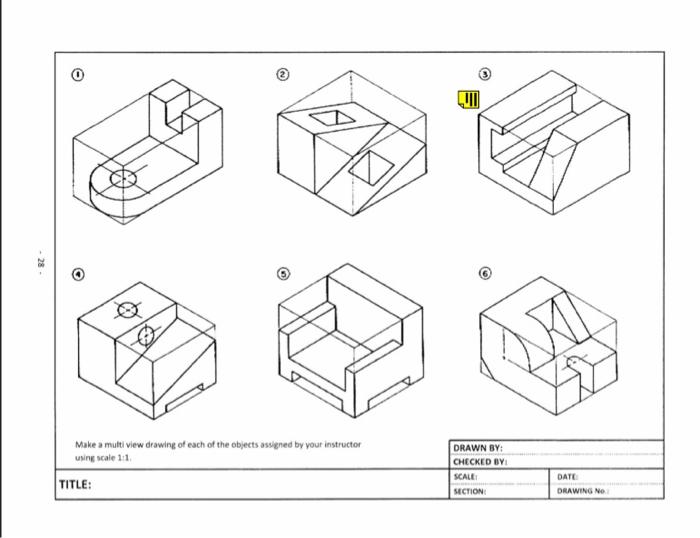 Solved represent on a new page, the 3 main views of each of | Chegg.com