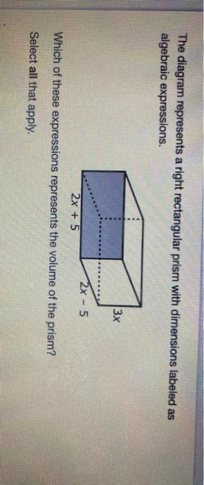 Solved The diagram represents a right rectangular prism with | Chegg.com