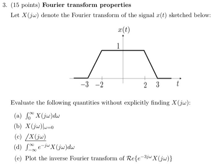 Solved 3 15 Points Fourier Transform Properties Let X Chegg Com