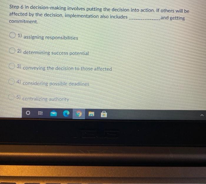 d Blundering Methods This step in decision making involves