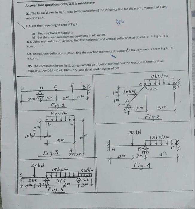 Solved Answer Four Questions Only, Q.5 Is Mandatory Q1. The | Chegg.com