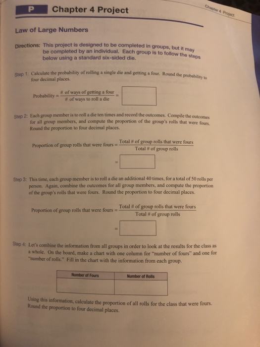 Solved P Crach 4 Pro Chapter 4 Project Law of Large Numbers | Chegg.com