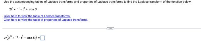 Solved Use The Accompanying Tables Of Laplace Transforms And | Chegg.com