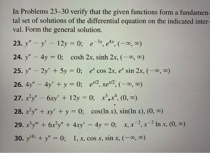 Solved In Problems 23-30 verify that the given functions | Chegg.com