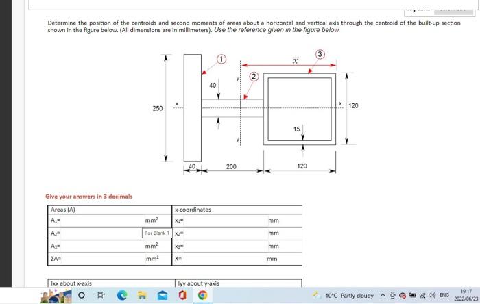 Solved Determine the position of the centroids and second | Chegg.com