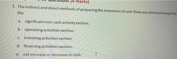 Solved 1. The indirect and direct methods of preparing the | Chegg.com