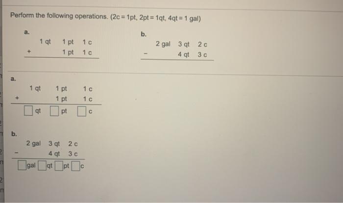 Solved Perform the following operations. (2c = 1pt, 2pt = | Chegg.com