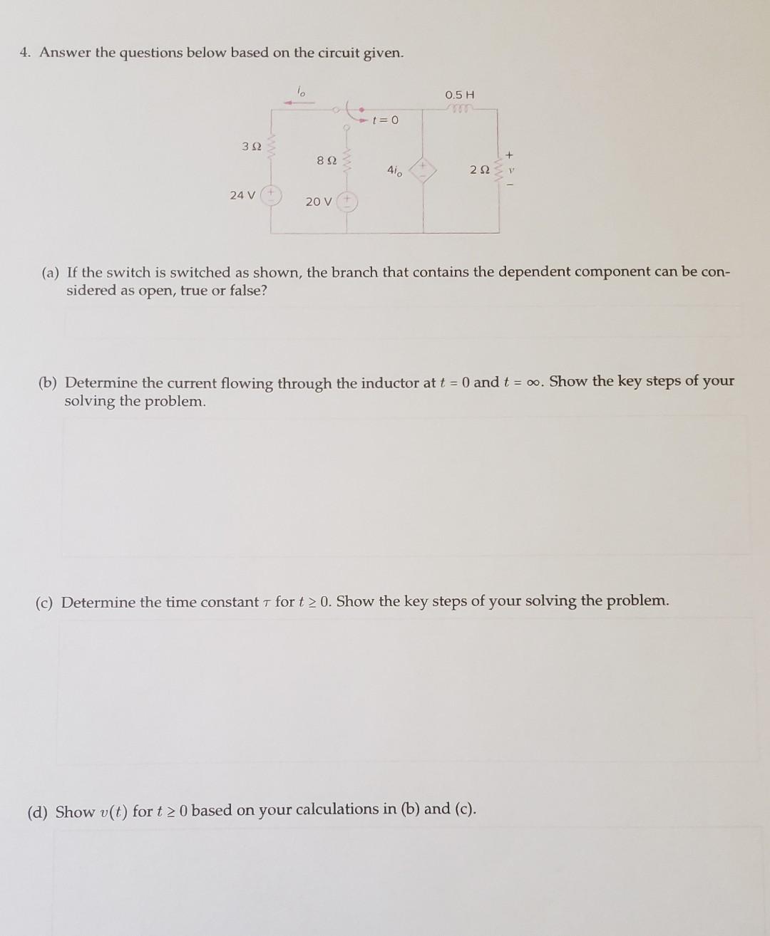 Solved 4. Answer the questions below based on the circuit | Chegg.com