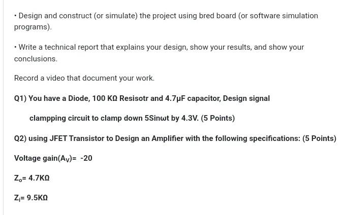 Solved Design And Construct (or Simulate) The Project Using | Chegg.com