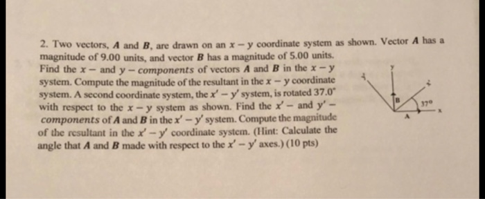 Y System Solved 2. Two vectors, A and B, are drawn on an x - y | Chegg.com