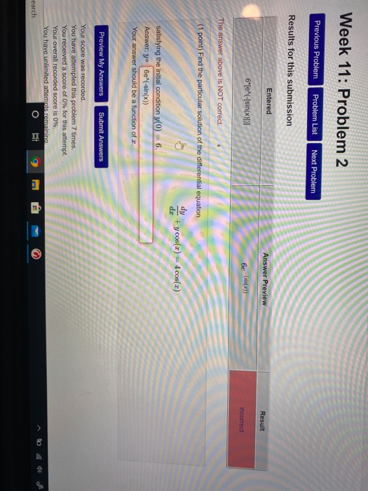Solved Week 11: Problem 2 Previous Problem Problem List Next | Chegg.com