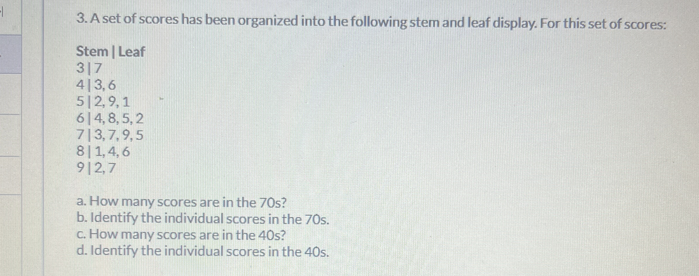 Solved A set of scores has been organized into the following | Chegg.com