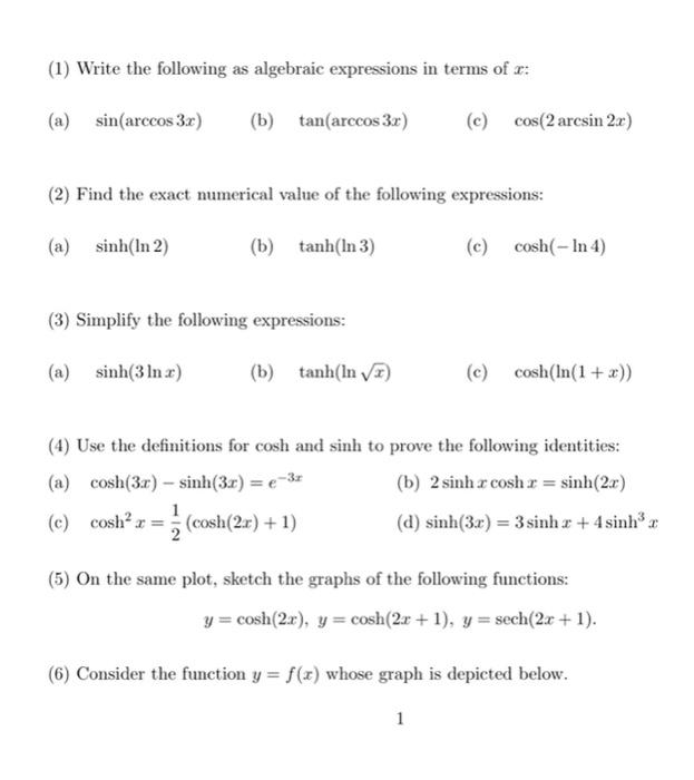 Solved (1) Write the following as algebraic expressions in | Chegg.com