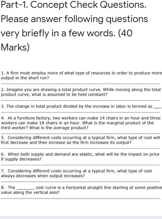 Solved Part-1. Concept Check Questions. Please answer | Chegg.com