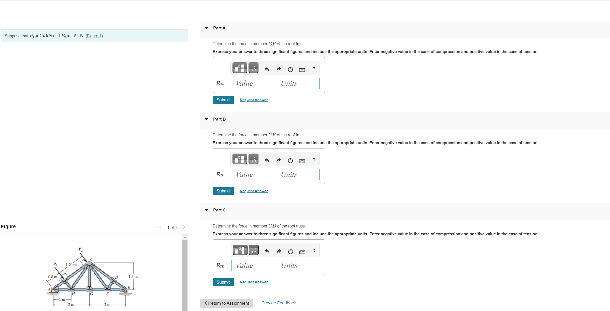 Solved Suppose that P1=2.4kN ﻿and P2=1.8kN. (Figure | Chegg.com