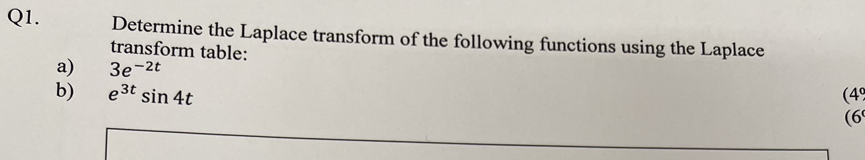 Solved Q1. ﻿Determine the Laplace transform of the following | Chegg.com