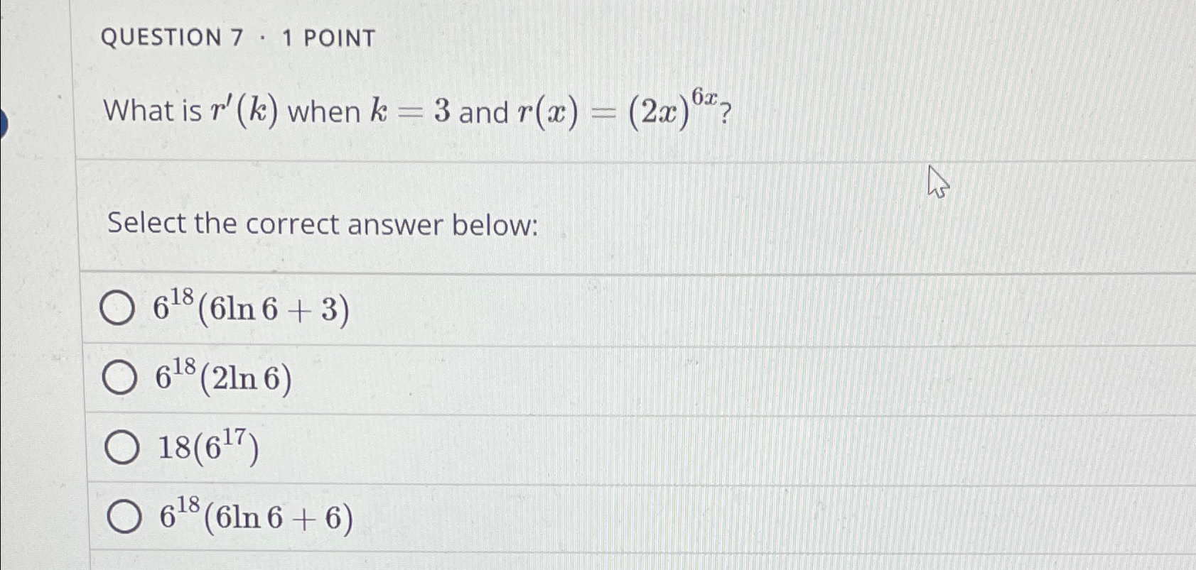 Solved QUESTION 7 - 1 ﻿POINTWhat is r'(k) ﻿when k=3 ﻿and | Chegg.com