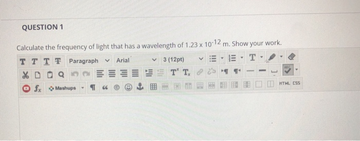 Solved QUESTION 1 Arial Calculate the frequency of light | Chegg.com