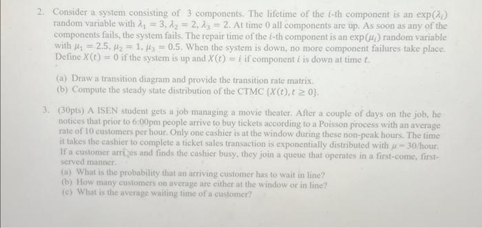Solved 2. Consider a system consisting of 3 components. The | Chegg.com