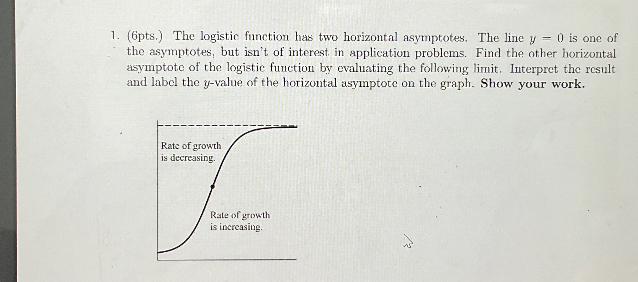 (6pts.) ﻿The logistic function has two horizontal | Chegg.com
