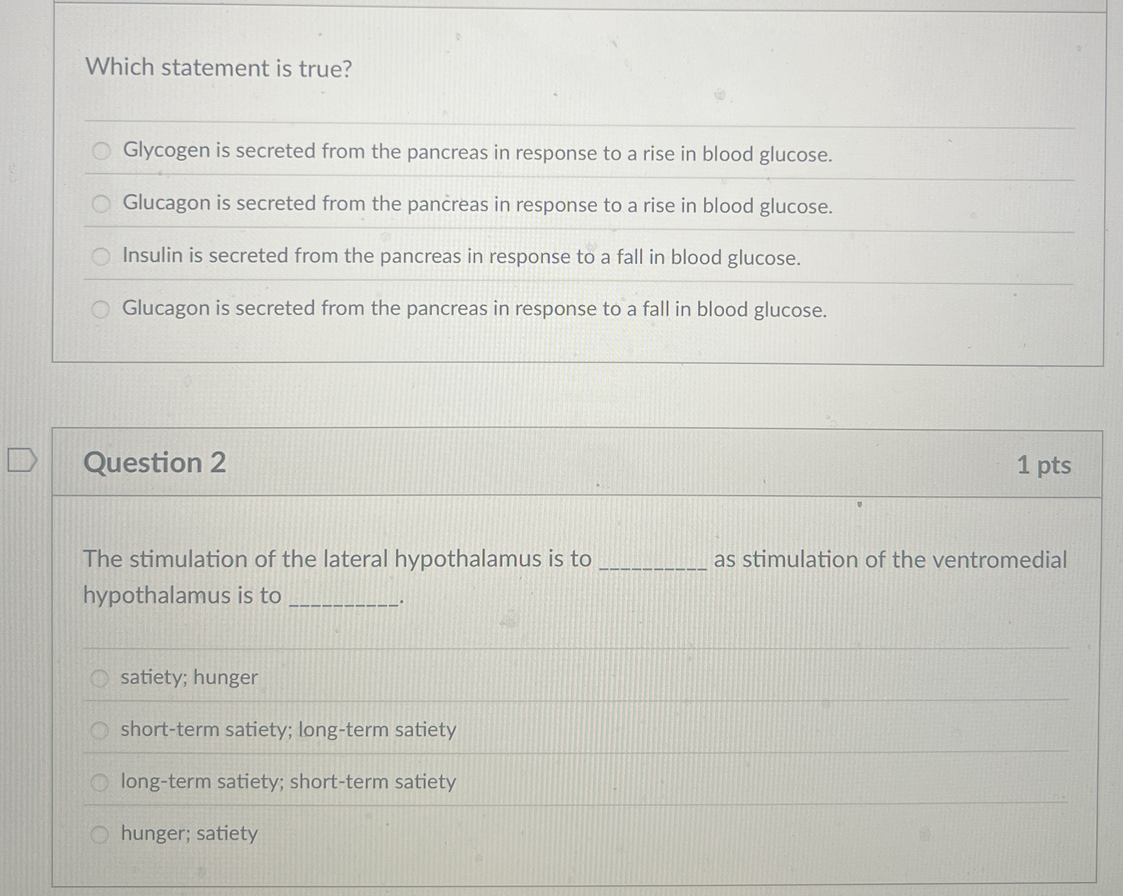 Solved Which statement is true?Glycogen is secreted from the
