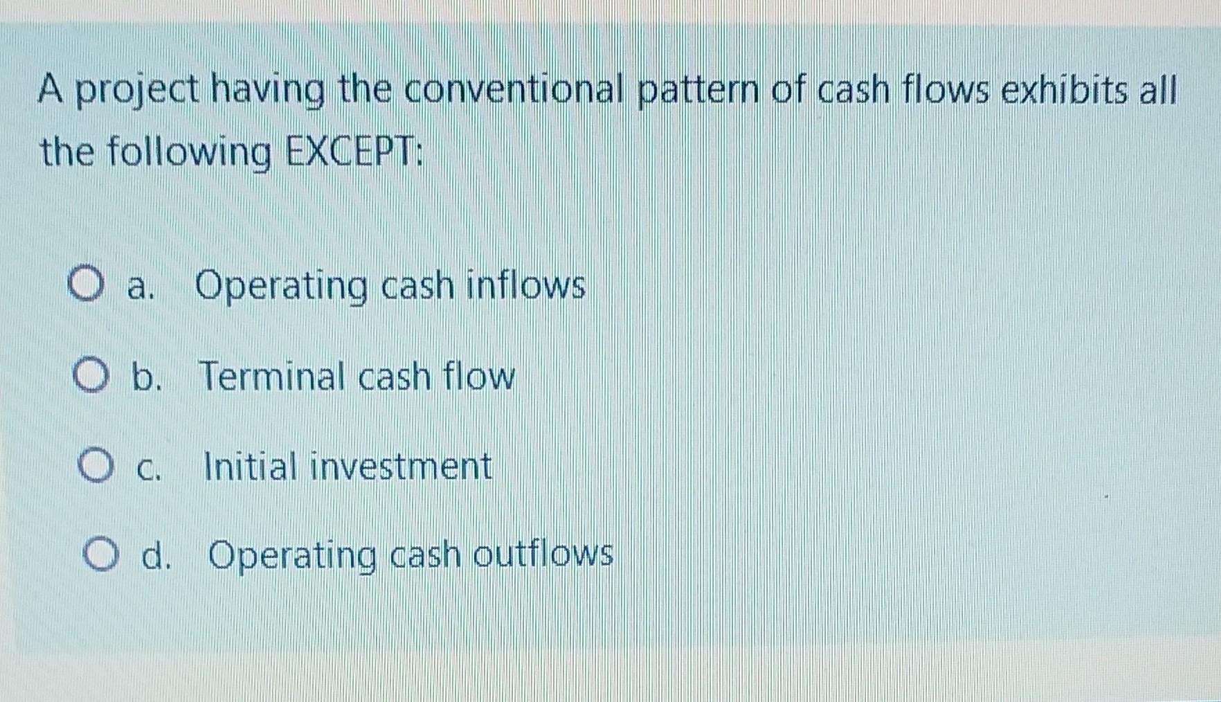 Solved A project having the conventional pattern of cash