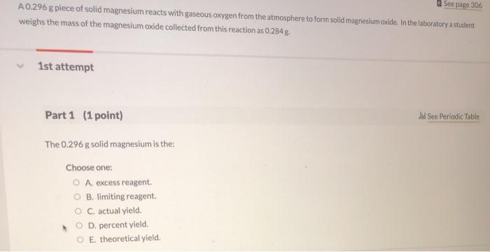 See Page 306 A 0 296 G Piece Of Solid Magnesium Re Chegg Com