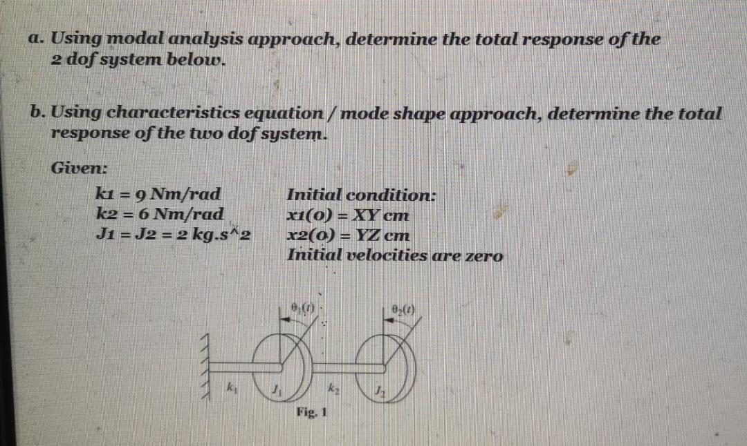 Solved a. Using modal analysis approach, determine the total | Chegg.com
