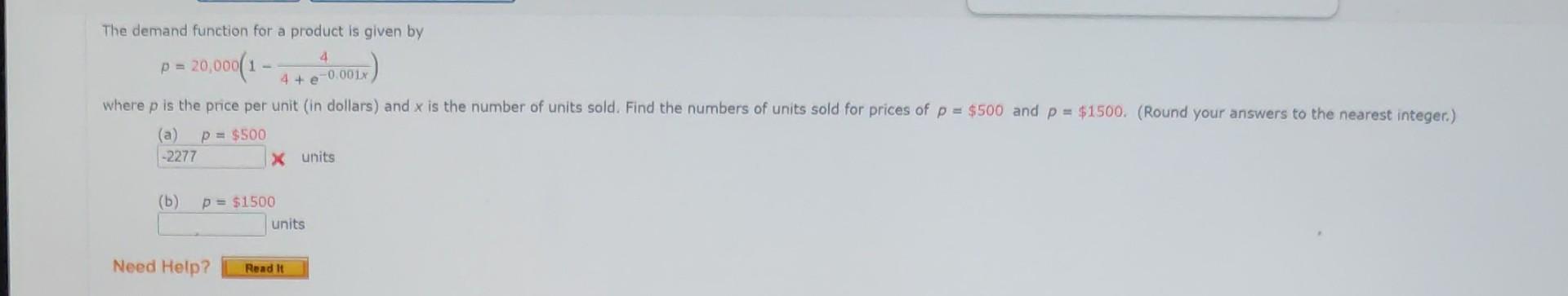 Solved The demand function for a product is given by 4 | Chegg.com