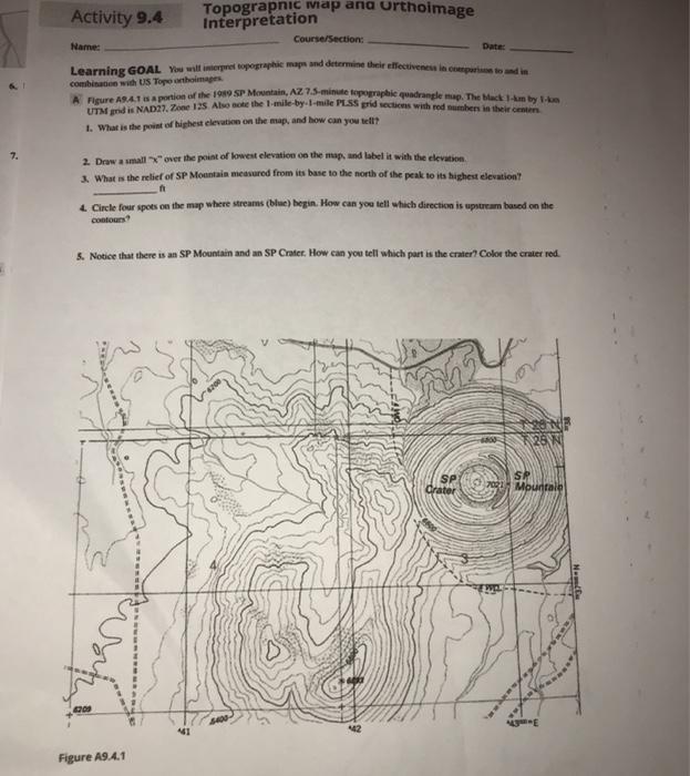 Solved Activity 9.4 Topographic map and Orthoimage