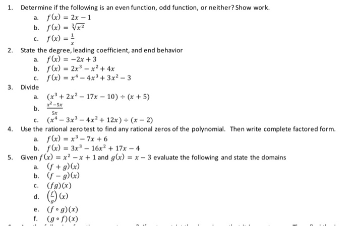 Solved 1. Determine if the following is an even function, | Chegg.com