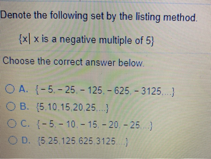 Solved Denote The Following Set By The Listing Method X Chegg Com