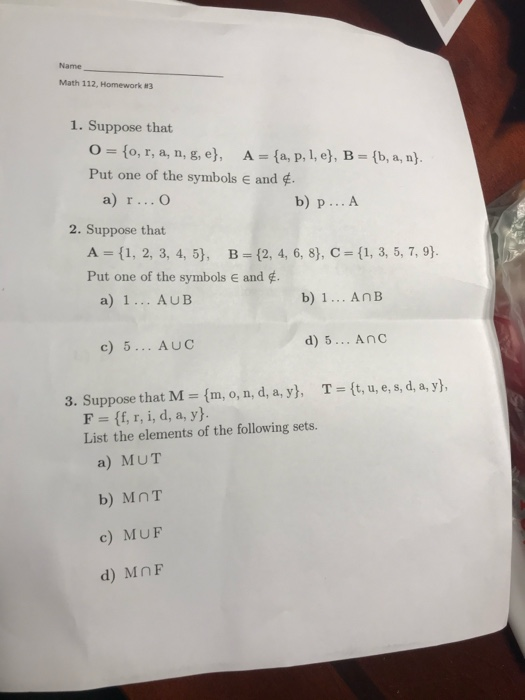 Solved Name Math 112 Homework 3 1 Suppose That O 0 Chegg Com