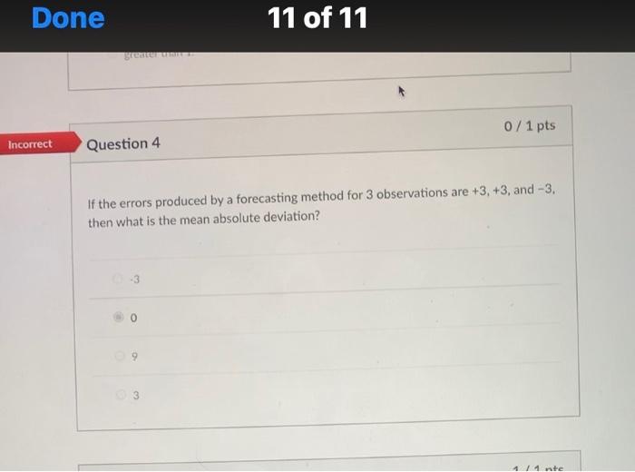 Solved Done 11 of 11 0 / 1 pts Incorrect Question 4 If the | Chegg.com