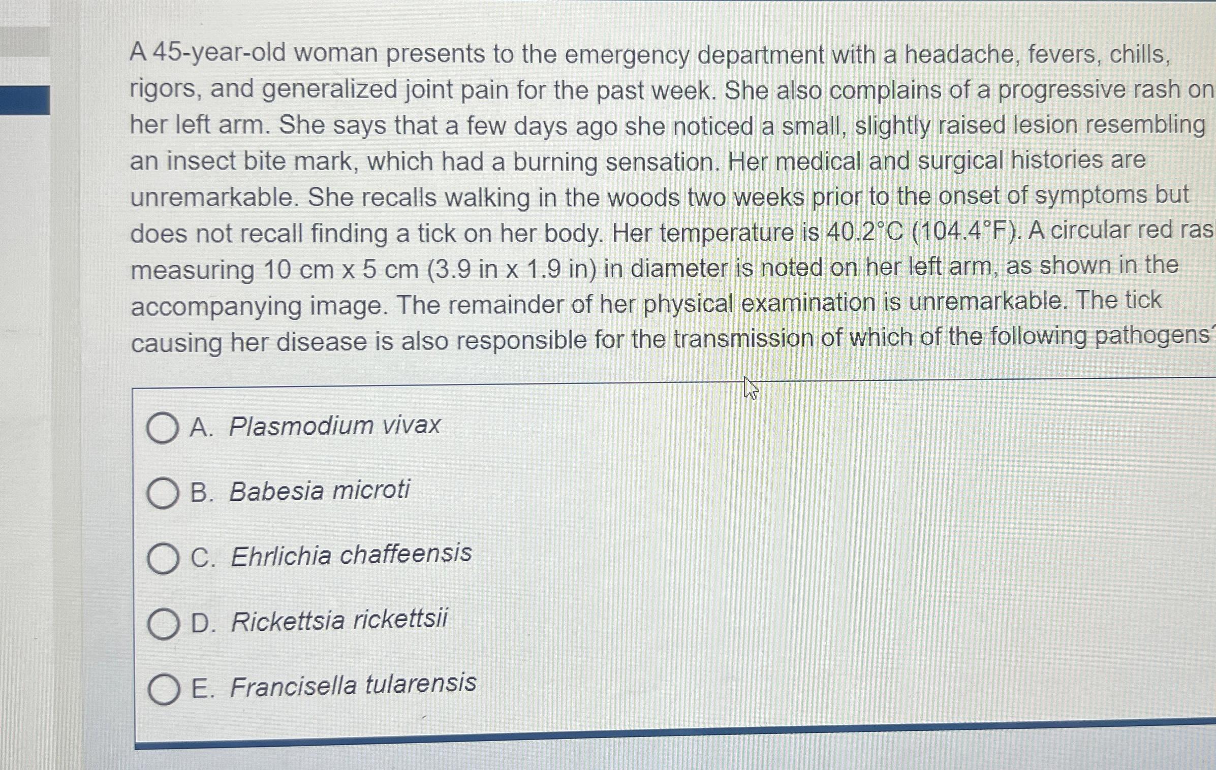 Solved A 45-year-old woman presents to the emergency | Chegg.com