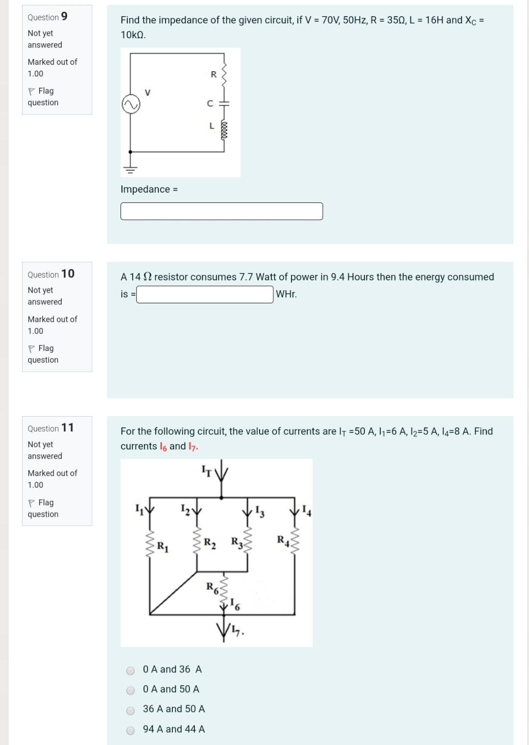 Solved Question 9 Find the impedance of the given circuit, | Chegg.com