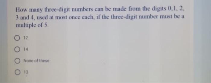five three digit number that are multiple of 2