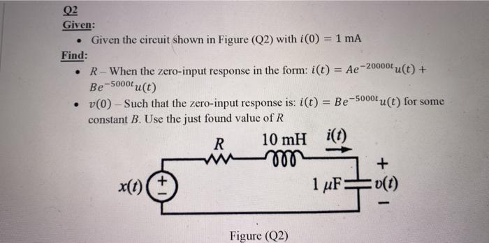 Solved Be- Q2 Given: . Given the circuit shown in Figure | Chegg.com