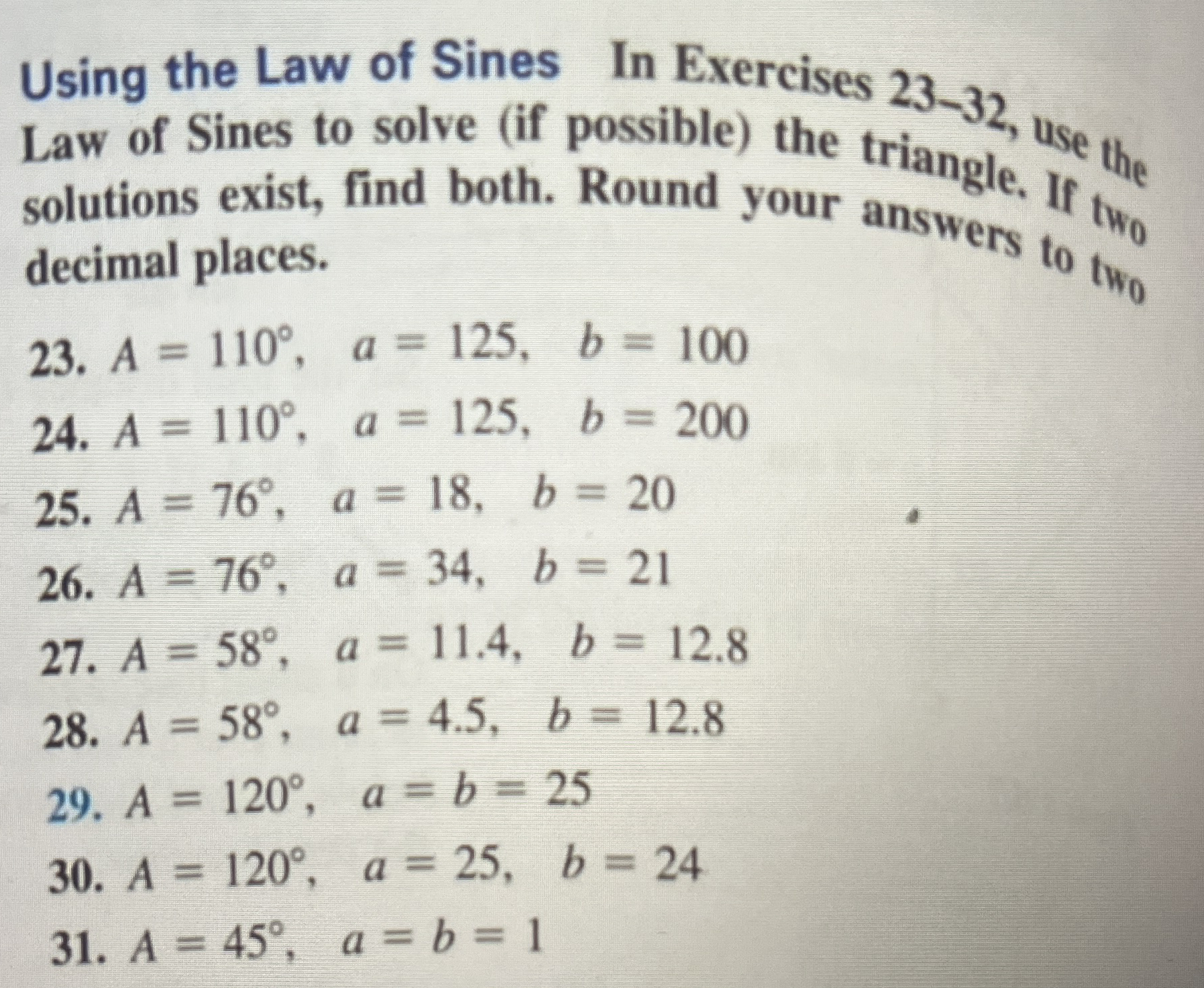 Solved Using the Law of Sines In Exercises 23-32, ﻿use the | Chegg.com