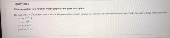 Solved Write an equation for a function whese graph fits the | Chegg.com